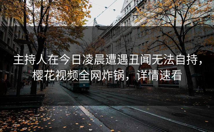 主持人在今日凌晨遭遇丑闻无法自持，樱花视频全网炸锅，详情速看